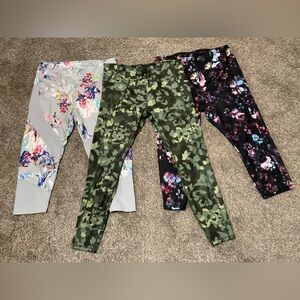 Bundle of 3 Avia leggings- 2 floral capri & 1 Camo Full Length XXL
